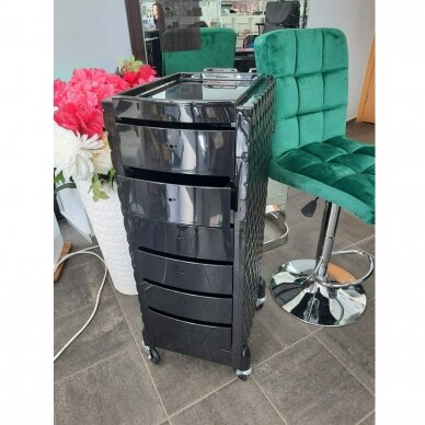 Profesionalus kirpyklos vežimėlis DECO, juodos spalvos 6 Profesionalus kirpyklos vežimėlis DECO, juodos spalvos 6