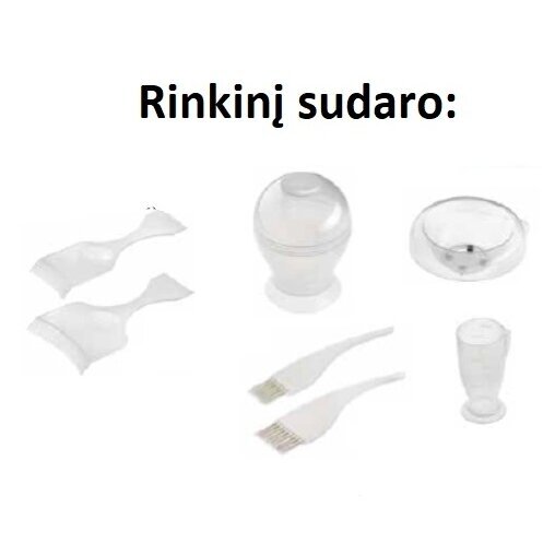 Kirpėjo priemonių rinkinys plaukų dažymui, 7 vnt., baltos spalvos 1 Kirpėjo priemonių rinkinys plaukų dažymui, 7 vnt., baltos spalvos 1