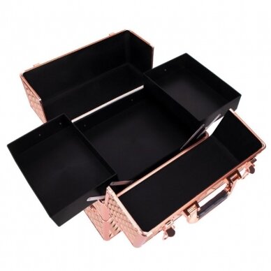 Kosmetikos lagaminas XXL, rausvai auksinės spalvos Diamond 3D 3 Kosmetikos lagaminas XXL, rausvai auksinės spalvos Diamond 3D 3
