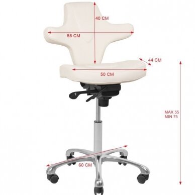 Profesionali meistro kėdutė kosmetologams AZZURRO SPECIAL 052, baltos spalvos 6 Profesionali meistro kėdutė kosmetologams AZZURRO SPECIAL 052, baltos spalvos 6