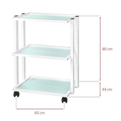 GIOVANNI CLASSIC TYP 1041 profesionalus kosmetologinis vežimėlis plačiu paviršiumi su vieta lempai lupai 3
