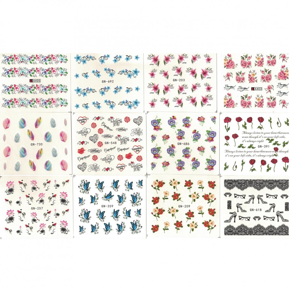 Lipdukai nagų dailei MIX, 50 vnt. 3 Lipdukai nagų dailei MIX, 50 vnt. 3