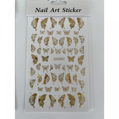Lipdukai nagams GOLDEN AND SILVER BUTTERFLIES, 2 vnt. Lipdukai nagams GOLDEN AND SILVER BUTTERFLIES, 2 vnt.