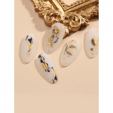 Lipdukai nagų dailei GOLD LEAF, 2 vnt. 1 Lipdukai nagų dailei GOLD LEAF, 2 vnt. 1