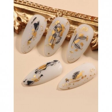 Lipdukai nagų dailei GOLD LEAF, 2 vnt. 2 Lipdukai nagų dailei GOLD LEAF, 2 vnt. 2