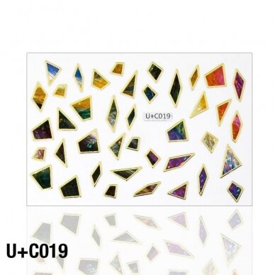 Lipdukai nagų dailei 3D Holo - U+C019 (80x55mm) Lipdukai nagų dailei 3D Holo - U+C019 (80x55mm)