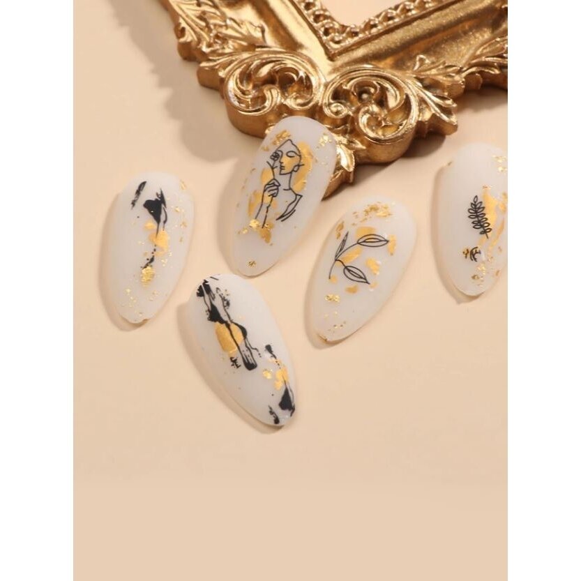 Lipdukai nagų dailei GOLD LEAF, 2 vnt. 1 Lipdukai nagų dailei GOLD LEAF, 2 vnt. 1