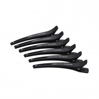 LUSSONI HR ACC CARBON CLIPS WITH BAND kirpykliniai plaukų segtukai-spaustukai 6 vnt. LUSSONI HR ACC CARBON CLIPS WITH BAND kirpykliniai plaukų segtukai-spaustukai 6 vnt.