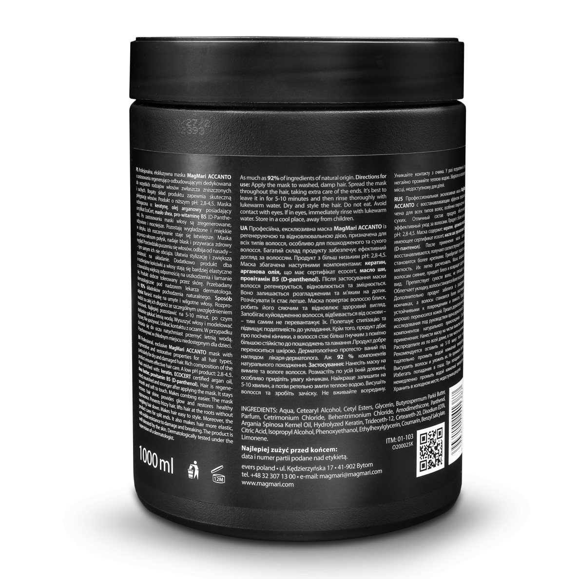 MAGMARI ACCANTO maitinamoji kaukė plaukams, 1000 ml 1 MAGMARI ACCANTO maitinamoji kaukė plaukams, 1000 ml 1