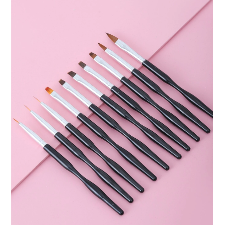 Manikiūro teptukų rinkinys dailės darbams BLACK (10) 1 Manikiūro teptukų rinkinys dailės darbams BLACK (10) 1