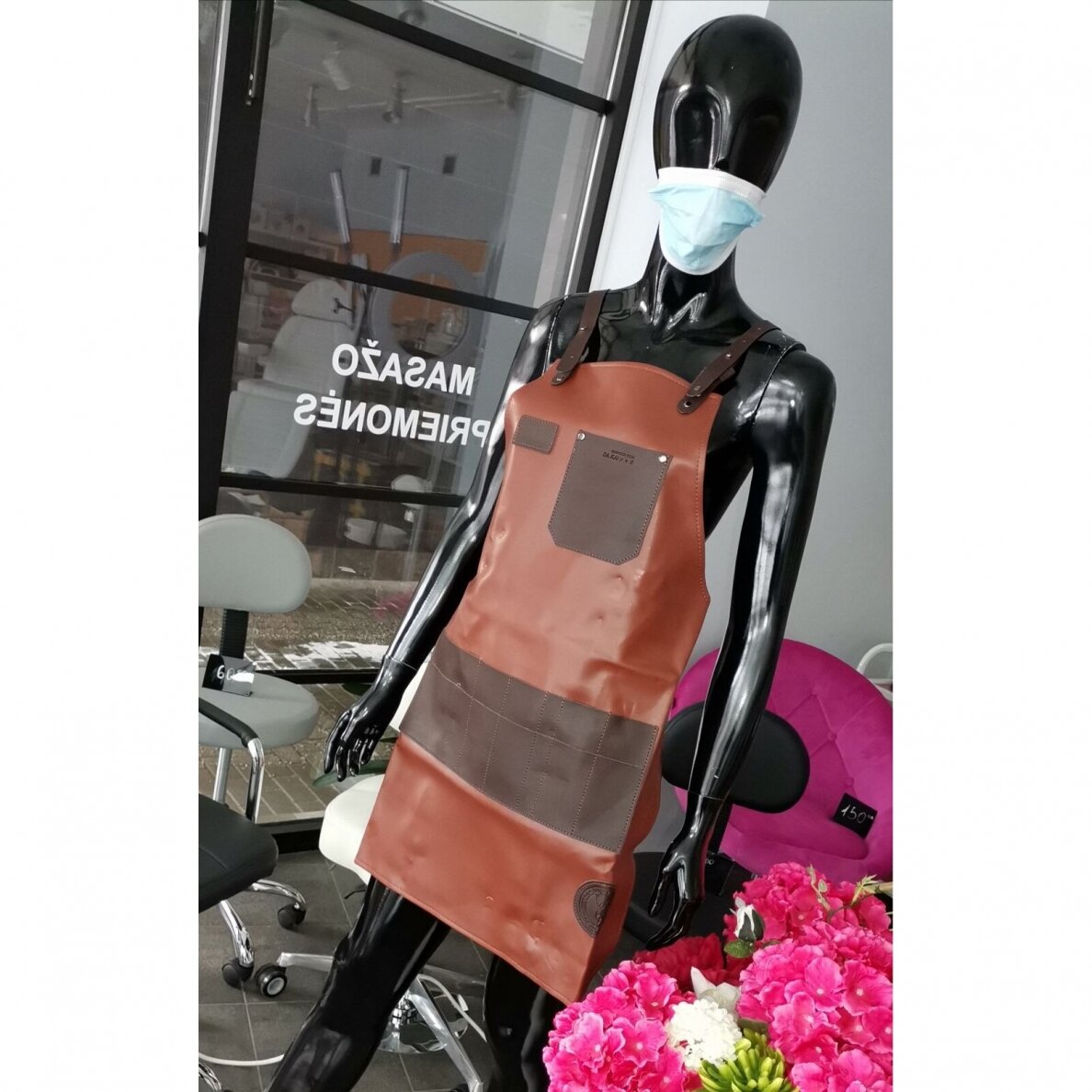 Profesionali kirpėjo prijuostė BB-03, rudos spalvos 3