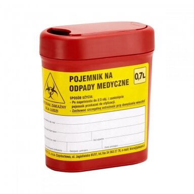 Medicininių atliekų surinkimo konteineris 0,7 LTR Medicininių atliekų surinkimo konteineris 0,7 LTR