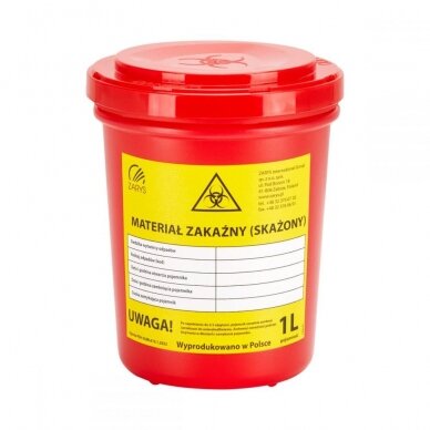 Medicininių atliekų surinkimo konteineris 1 LTR Medicininių atliekų surinkimo konteineris 1 LTR
