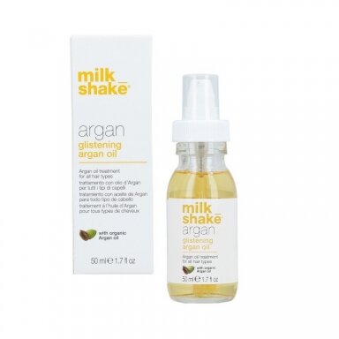 MILK SHAKE GLISTENING ARGAN maitinamasis argano aliejus, 50 ml. MILK SHAKE GLISTENING ARGAN maitinamasis argano aliejus, 50 ml.