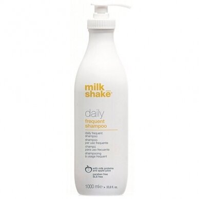 MILK SHAKE DAILY SHAMPOO plaukų šampūnas kasdieniam naudojimui su pieno proteinais bei obuolių sultimis, 1000 ml. MILK SHAKE DAILY SHAMPOO plaukų šampūnas kasdieniam naudojimui su pieno proteinais bei obuolių sultimis, 1000 ml.