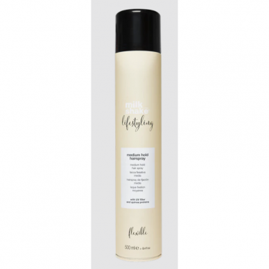 MILK SHAKE LIFESTYLING vidutinės fiksacijos plaukų lakas, 500 ml MILK SHAKE LIFESTYLING vidutinės fiksacijos plaukų lakas, 500 ml