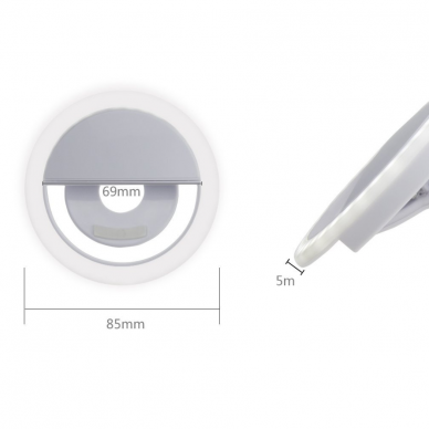 Mini LED apšvietimo lempa telefonui, baltos spalvos 1 Mini LED apšvietimo lempa telefonui, baltos spalvos 1