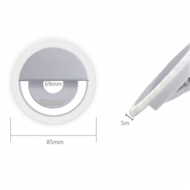 Mini LED apšvietimo lempa telefonui, baltos spalvos 4 Mini LED apšvietimo lempa telefonui, baltos spalvos 4