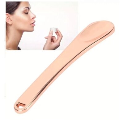 Mini metalinė kosmetikos mentelė maišymui ir mėginių ėmimui ROSE GOLD, 1 vnt Mini metalinė kosmetikos mentelė maišymui ir mėginių ėmimui ROSE GOLD, 1 vnt