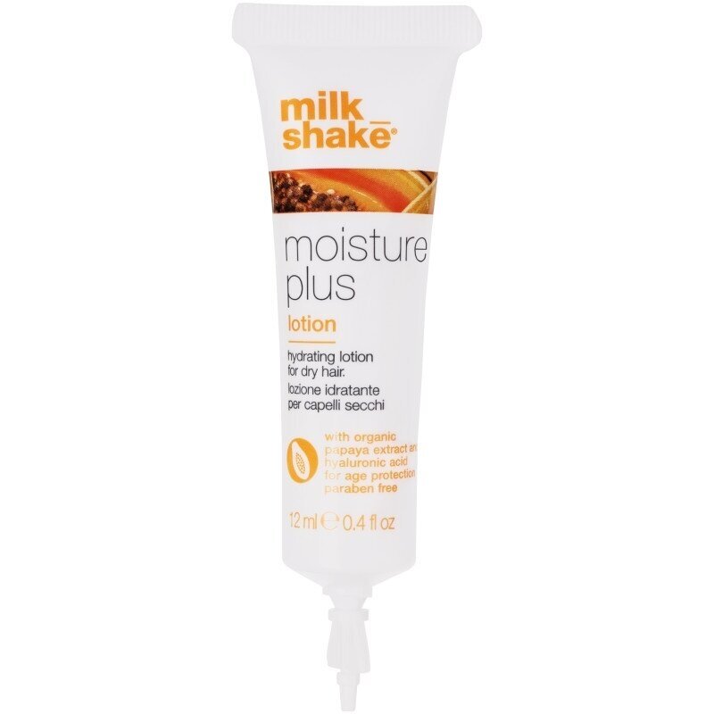 MILK SHAKE MOISTURE PLUS ampulė sausiems ir pažeistiems plaukams, 12 ml. MILK SHAKE MOISTURE PLUS ampulė sausiems ir pažeistiems plaukams, 12 ml.