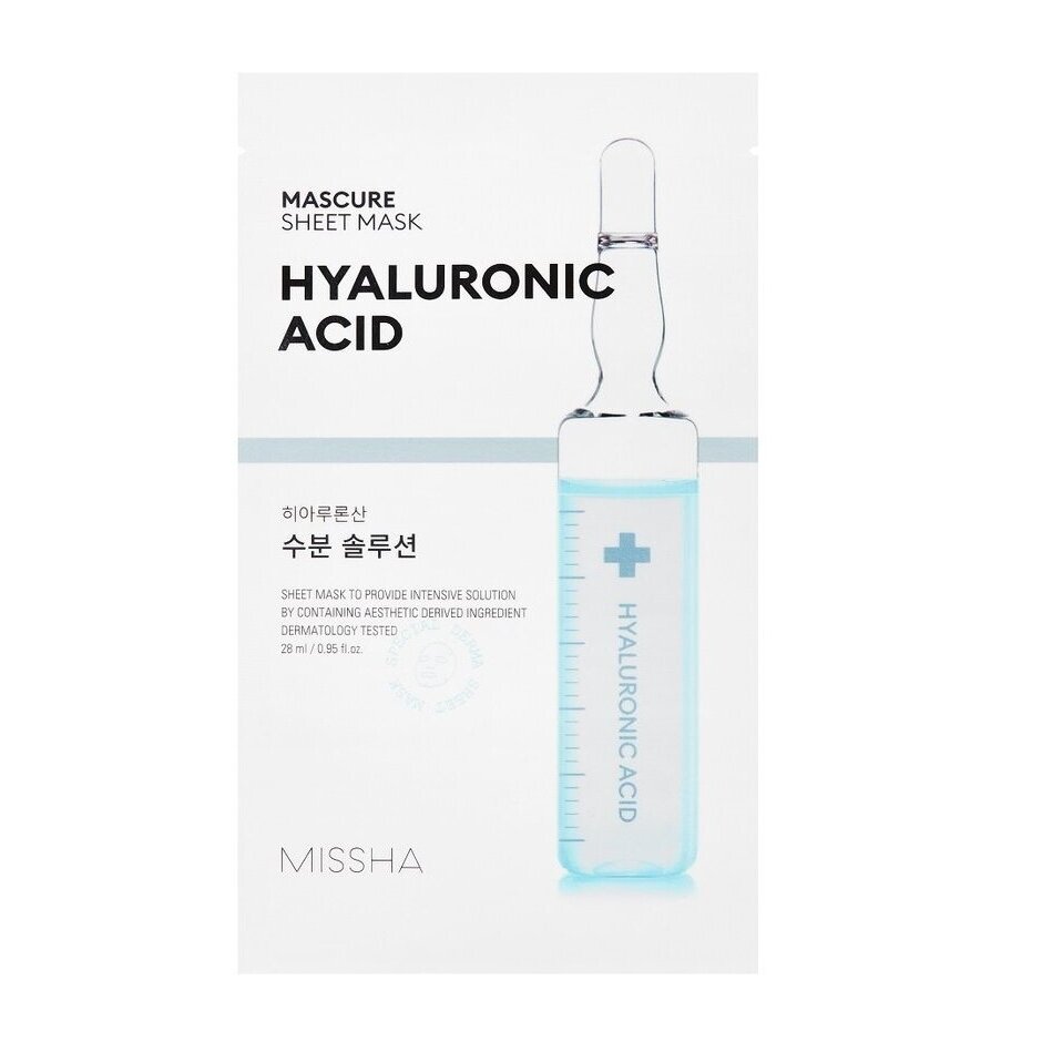 MISSHA  HYALURONIC ACID lakštinė veido kaukė su hialurono rūgštimi, 1 vnt