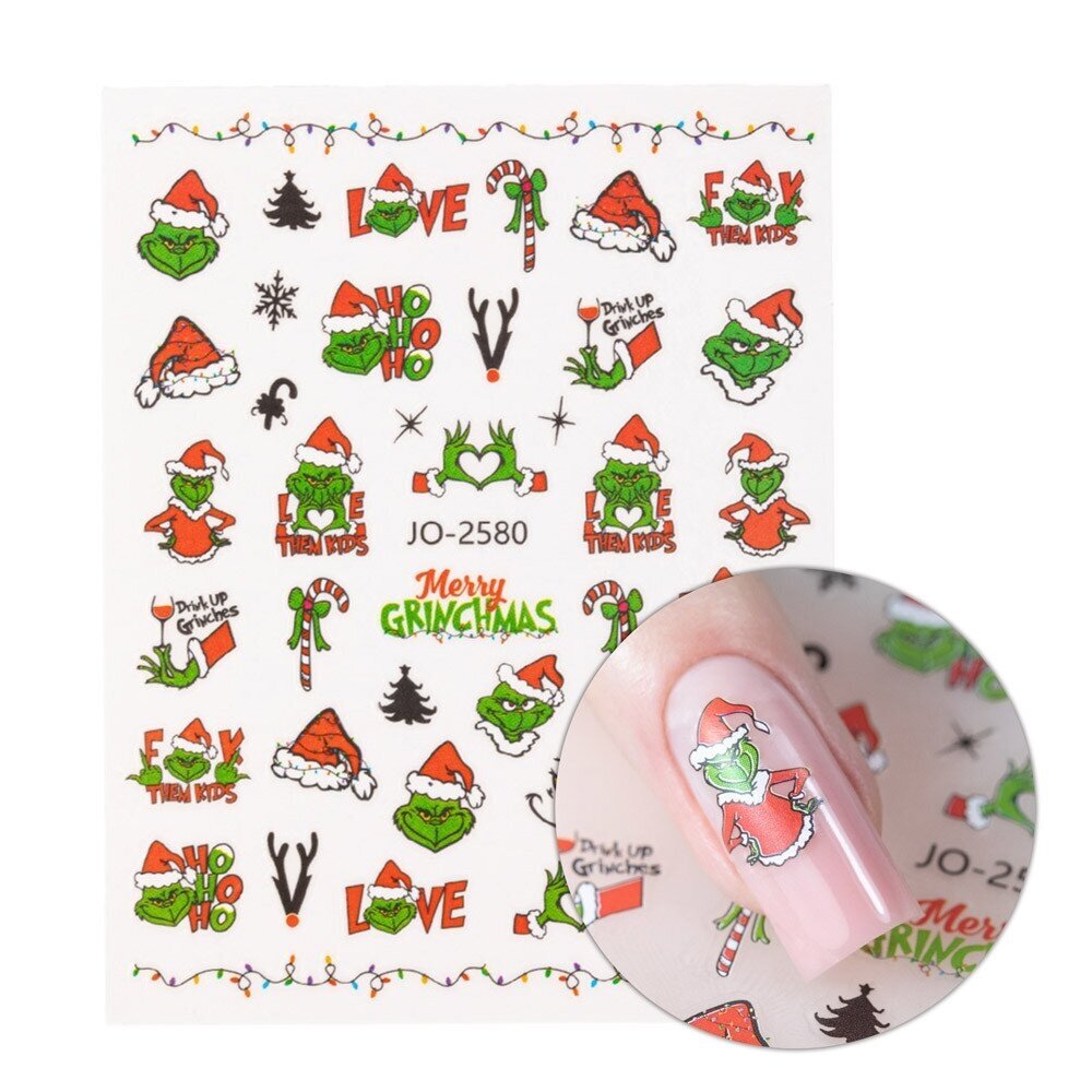 MOLLY NAILS lipdukai nagų dailei GRINCH JO-2580 MOLLY NAILS lipdukai nagų dailei GRINCH JO-2580