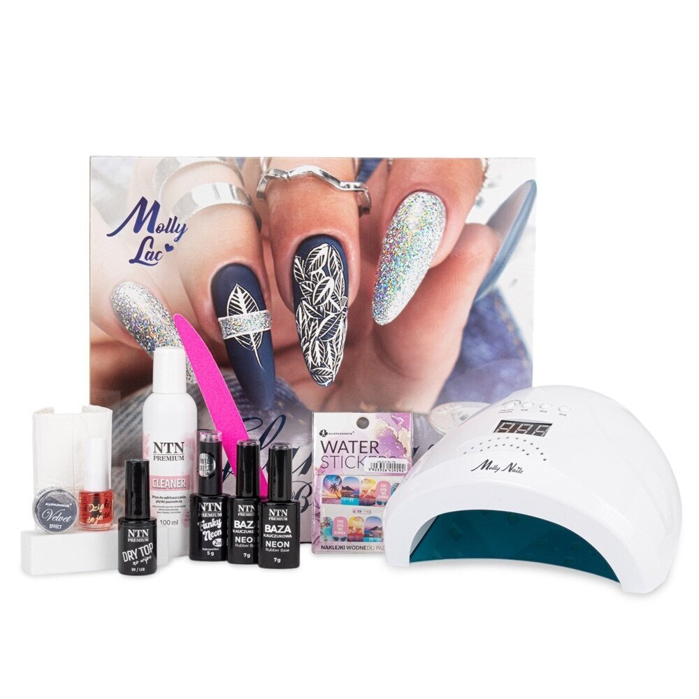 MOLLYLAC gelinio lakavimo rinkinys su UV/LED manikiūro lempa MOLLYLAC gelinio lakavimo rinkinys su UV/LED manikiūro lempa