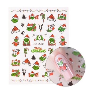 MOLLY NAILS lipdukai nagų dailei GRINCH JO-2580 MOLLY NAILS lipdukai nagų dailei GRINCH JO-2580