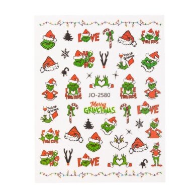 MOLLY NAILS lipdukai nagų dailei GRINCH JO-2580 2 MOLLY NAILS lipdukai nagų dailei GRINCH JO-2580 2