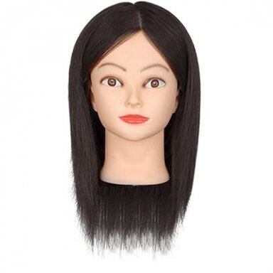 Natūralių plaukų galva profesionaliems kirpėjų mokymams ELA BLACK 50 cm Natūralių plaukų galva profesionaliems kirpėjų mokymams ELA BLACK 50 cm
