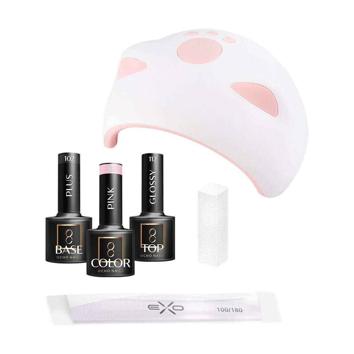 OCHO NAILS 8 gelinio lakavimo rinkinys su UV/LED manikiūro lempa OCHO NAILS 8 gelinio lakavimo rinkinys su UV/LED manikiūro lempa