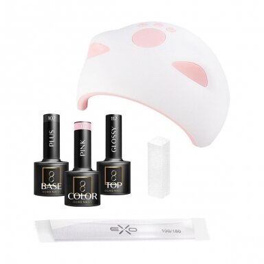 OCHO NAILS 8 gelinio lakavimo rinkinys su UV/LED manikiūro lempa