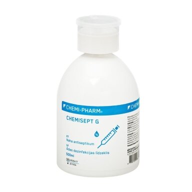 CHEMISEPT G chirurginė odos ir rankų dezinfekavimo priemonė su pompa grožio salonams, 500 ml CHEMISEPT G chirurginė odos ir rankų dezinfekavimo priemonė su pompa grožio salonams, 500 ml