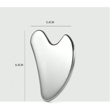 Plieninis veido masažuoklis GUA SHA SILVER LARGE, 1 vnt. Plieninis veido masažuoklis GUA SHA SILVER LARGE, 1 vnt.