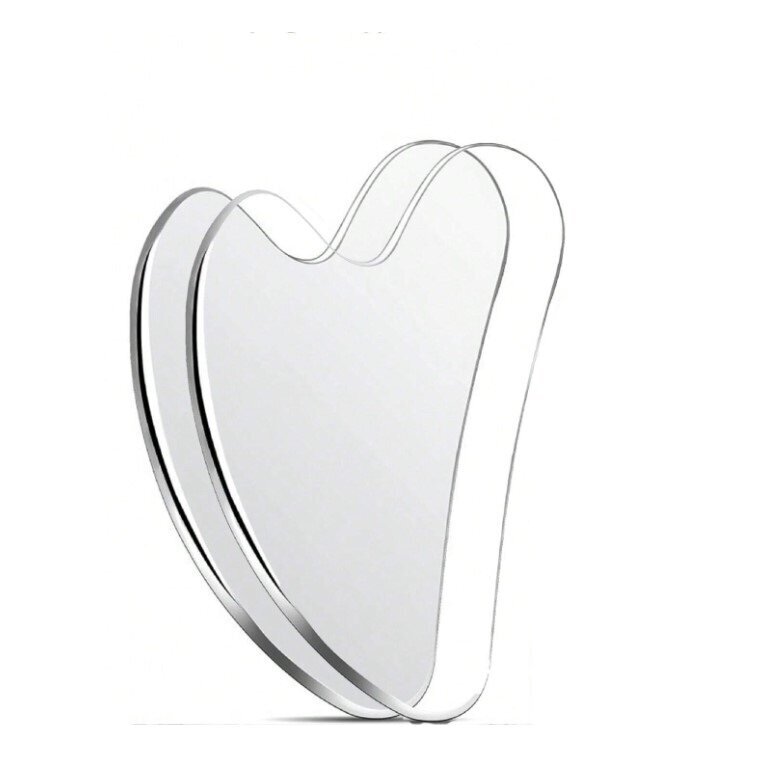 Plieninis veido masažuoklis GUA SHA SILVER LARGE, 1 vnt.