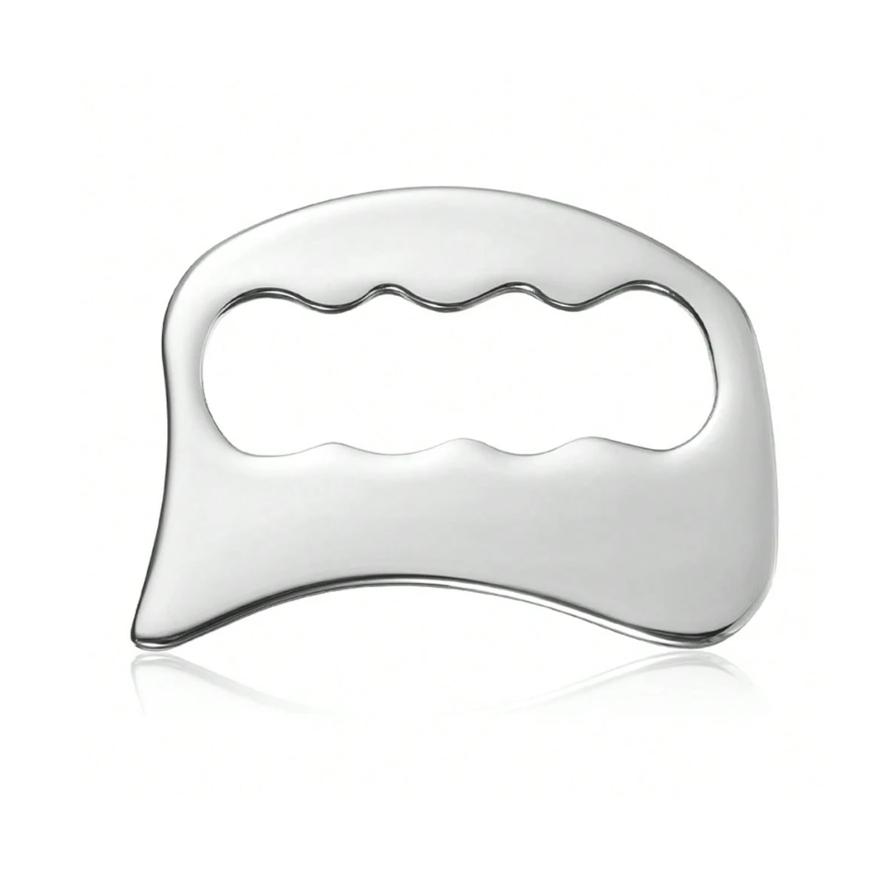 Plieninis veido masažuoklis GUA SHA SILVER, 1 vnt Plieninis veido masažuoklis GUA SHA SILVER, 1 vnt