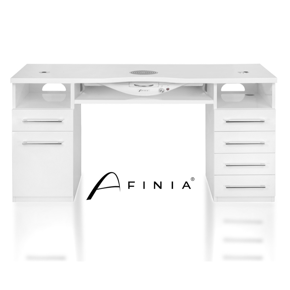 Profesionalus manikiūro stalas grožio salonui AFINIA FULL-BODIED SK03 150, baltos spalvos Profesionalus manikiūro stalas grožio salonui AFINIA FULL-BODIED SK03 150, baltos spalvos