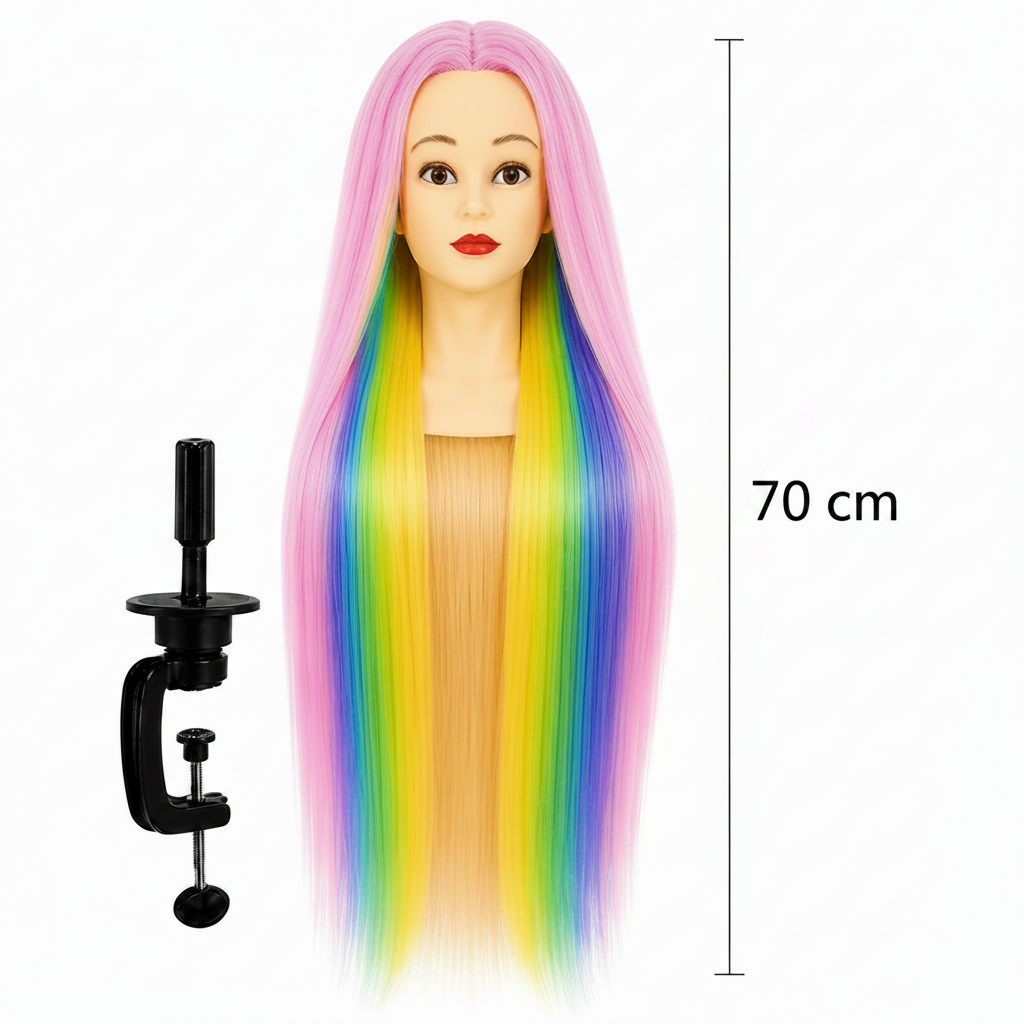 Profesionali galva mokymams IZA 70cm, terminiais plaukais + laikiklis 10