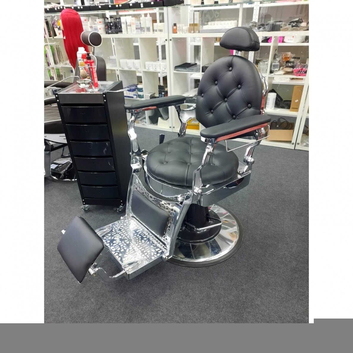 Profesionali barberio kėdė kirpykloms ir grožio salonams GABBIANO GIULO, juodos spalvos 6