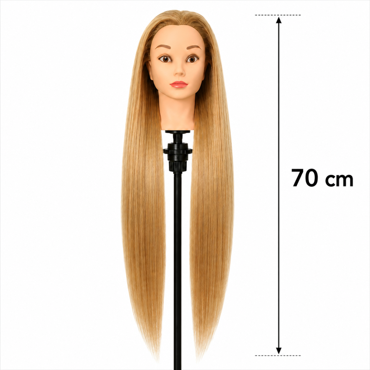 Profesionali galva mokymams IZA 70cm, terminiais plaukais + laikiklis 4 Profesionali galva mokymams IZA 70cm, terminiais plaukais + laikiklis 4