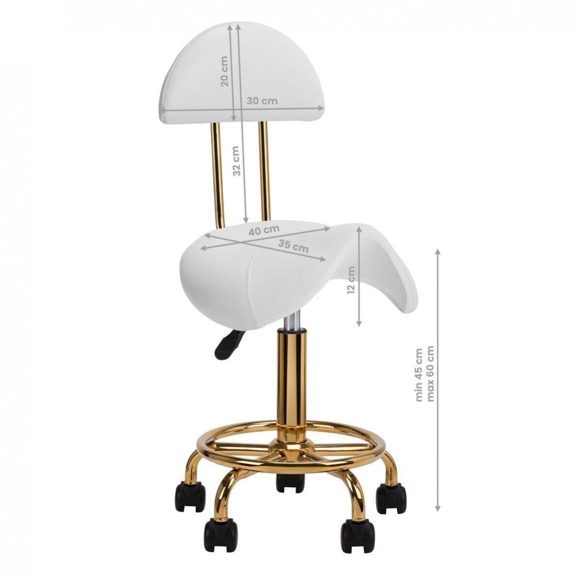 Profesionali meistro kėdė-balnas kosmetologams 6001G, baltos spalvos 5