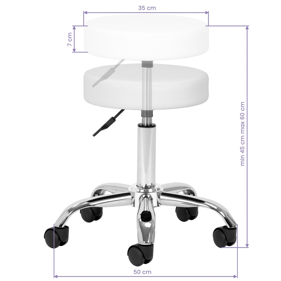 Profesionali meistro kėdė - balnas kosmetologams AM-310 V, baltos spalvos 3 Profesionali meistro kėdė - balnas kosmetologams AM-310 V, baltos spalvos 3