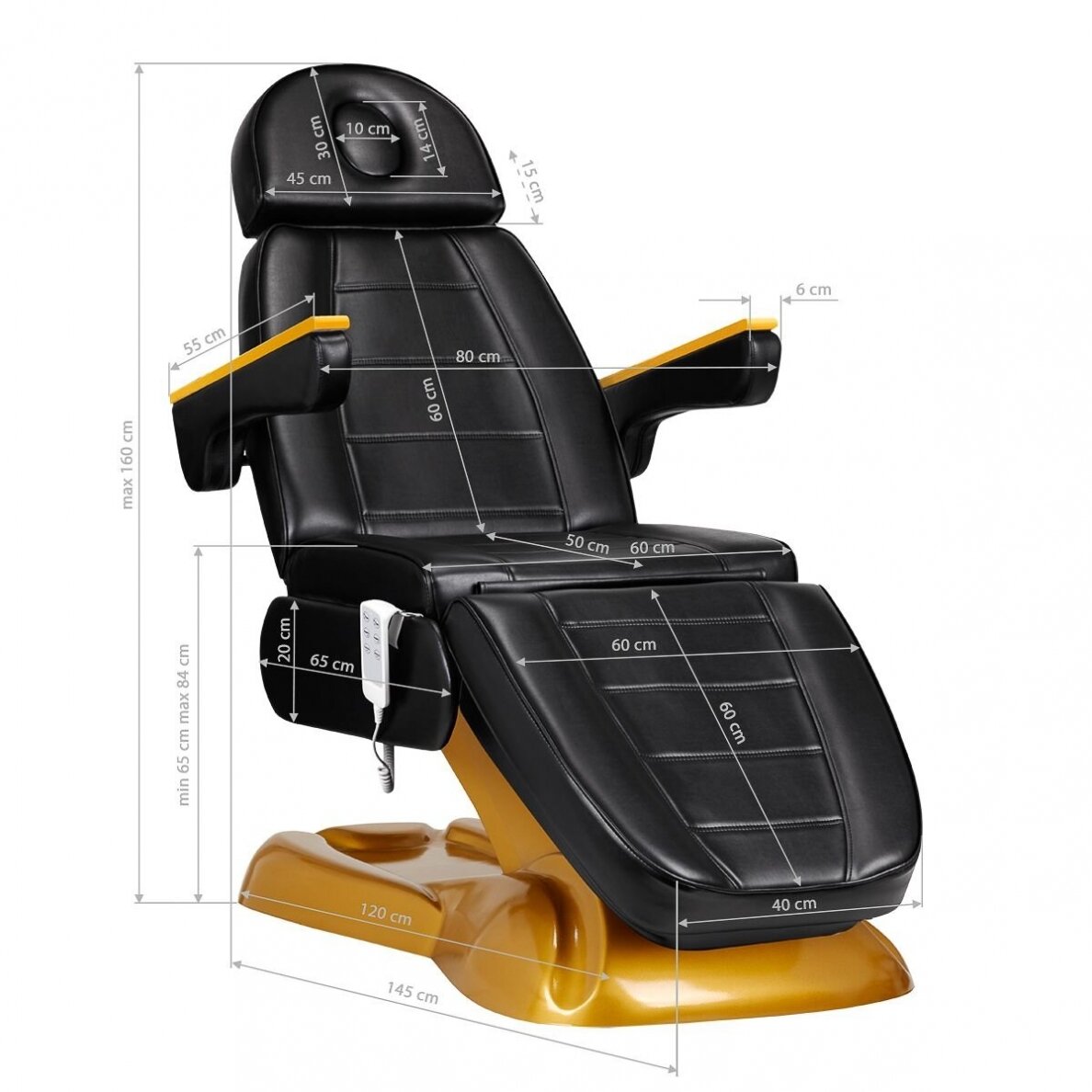 Profesionalus elektrinis kosmetologinis gultas-lova SILLON LUX GOLD 273B (3 varikliai), juodos spalvos 16 Profesionalus elektrinis kosmetologinis gultas-lova SILLON LUX GOLD 273B (3 varikliai), juodos spalvos 16