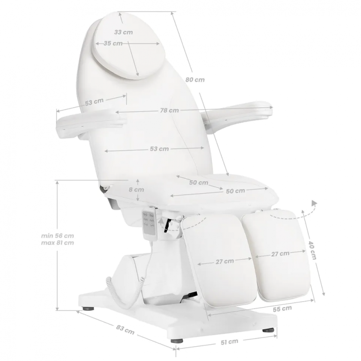 Profesionalus elektrinis pedikiūro gultas-lova SILLON BASIC PEDI, 3 variklių, baltos spalvos 1 Profesionalus elektrinis pedikiūro gultas-lova SILLON BASIC PEDI, 3 variklių, baltos spalvos 1