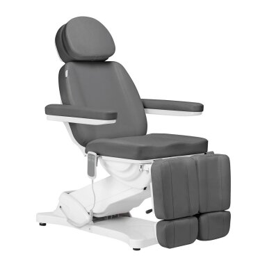 Profesionali elektrinė kosmetologinė kėdė - gultas pedikiūro procedūroms SILLON CLASSIC, 2 variklių, pilkos spalvos Profesionali elektrinė kosmetologinė kėdė - gultas pedikiūro procedūroms SILLON CLASSIC, 2 variklių, pilkos spalvos