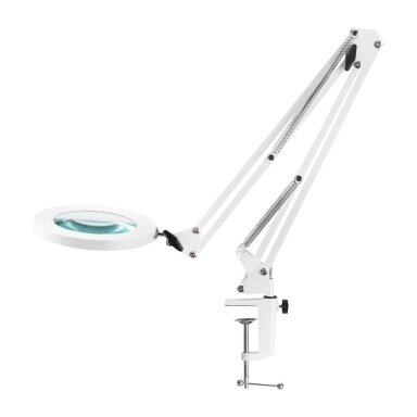Profesionali kosmetologinė LED lempa - lupa GLOW 308, tvirtinama prie paviršių, baltos spalvos Profesionali kosmetologinė LED lempa - lupa GLOW 308, tvirtinama prie paviršių, baltos spalvos