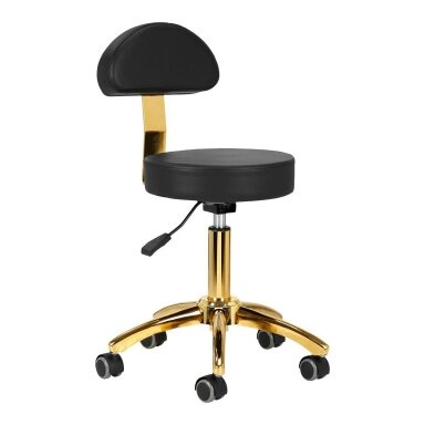 Profesionali meistro kėdė kosmetologams AM-304G, juoda su aukso spalvos detalėmis