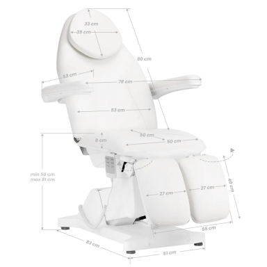 Profesionalus elektrinis pedikiūro gultas-lova SILLON BASIC PEDI, 3 variklių, baltos spalvos Profesionalus elektrinis pedikiūro gultas-lova SILLON BASIC PEDI, 3 variklių, baltos spalvos