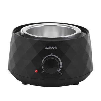 Profesionalus vaško šildytuvas skardinėms ir granulėms IWAX DIAMOND 400ML 100W, juodos spalvos Profesionalus vaško šildytuvas skardinėms ir granulėms IWAX DIAMOND 400ML 100W, juodos spalvos