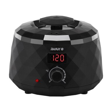 Profesionalus vaško šildytuvas skardinėms ir granulėms iWAX DIAMOND TECH 400ML 100W, juodos spalvos Profesionalus vaško šildytuvas skardinėms ir granulėms iWAX DIAMOND TECH 400ML 100W, juodos spalvos